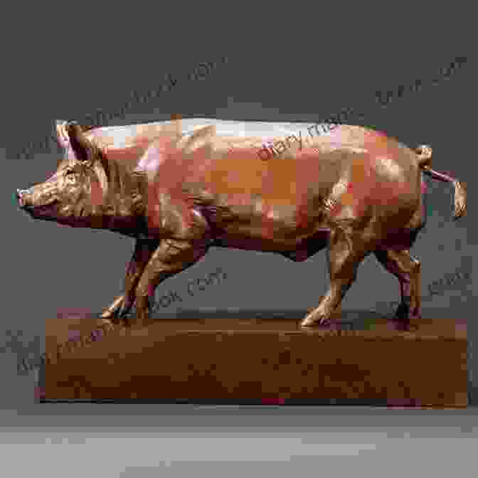 Bronze Sculpture Of A Pig Standing Upright, With A Determined Expression And Muscular Physique Swine Michelle Willingham