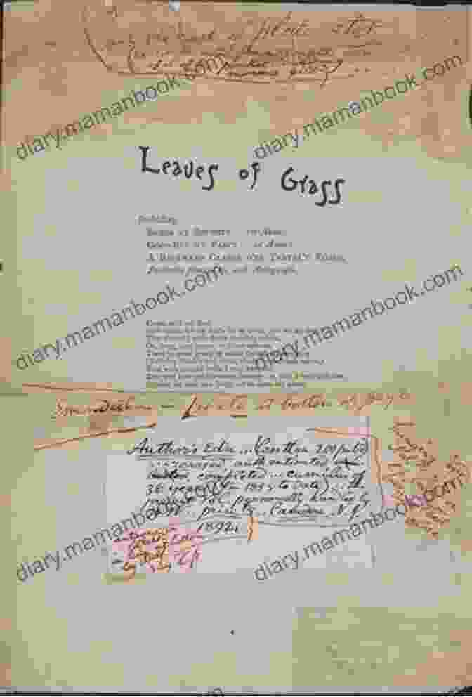 Manuscript Page From 'Leaves Of Grass' Leaves Of Grass: The Original 1855 Edition